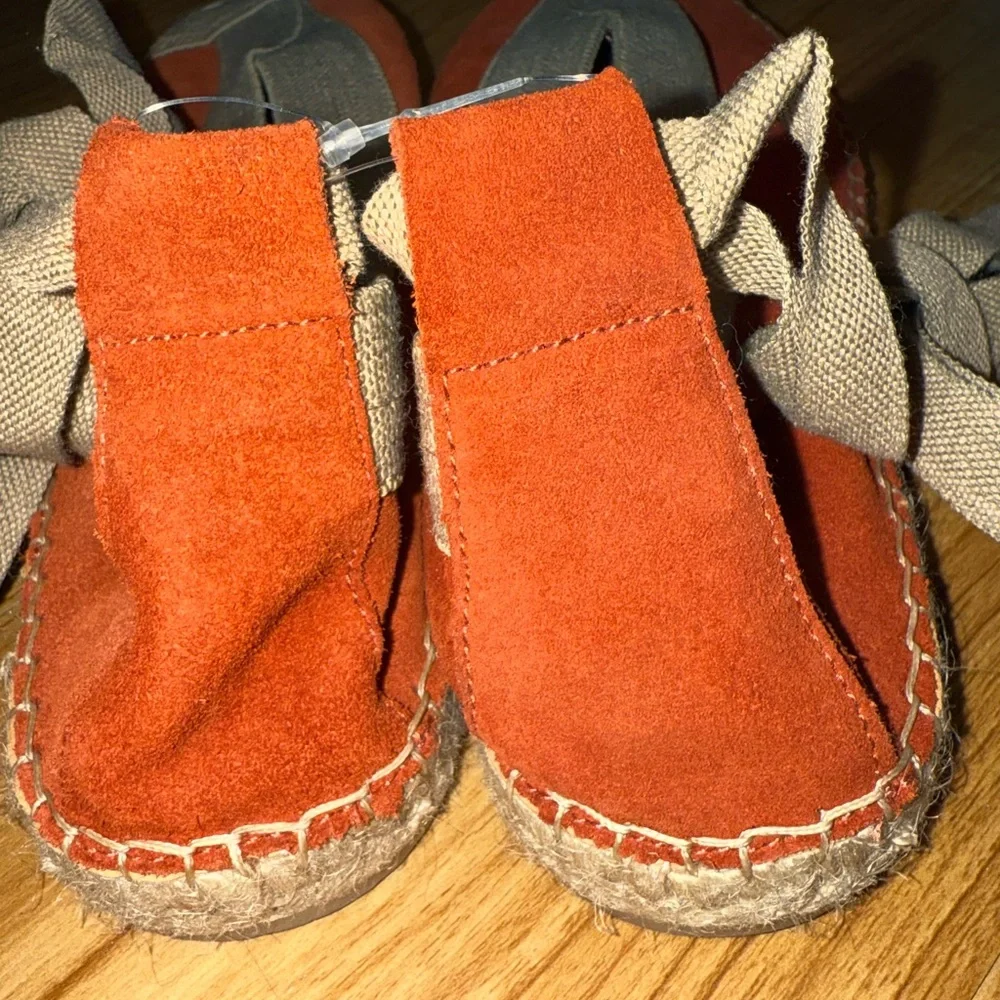 Brand New With Tags Free People Juniper Lace Up Espadrilles Size 39 Rust Orange